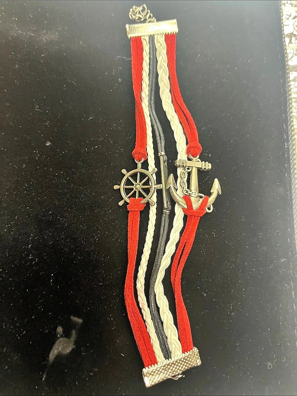 Nautical Charm Bracelet in Red & White Like New